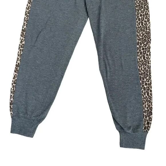 Splendid Gray Black Leopard Mid-Rise Jogger Pants Soft Lounge Womens Pajama XS - Picture 3 of 13